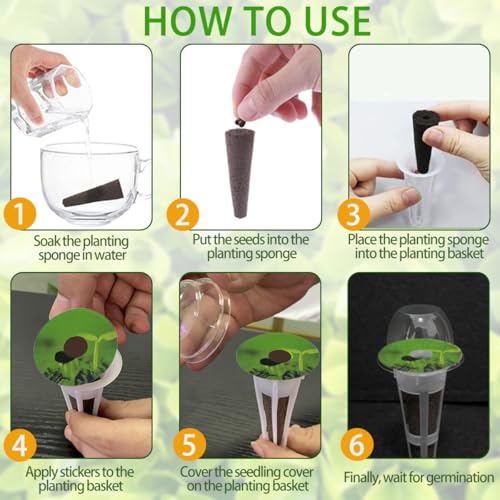 Image of 73pcs Seed Pod Kit for Aerogarden, Hydroponics Garden Accessories for System Compatible with Hydroponics Supplies from All Brands, 18 Grow Sponges, 12 Plant Baskets & Domes, 30 Pod Labels, 1 Tweezer