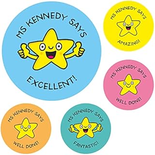 144 Personalised Smiling Star Reward Stickers For Children, Teachers & Parents - Colourful, Easy Peel Stickers With Strong Adhesive Glue [144 30mm Stickers]