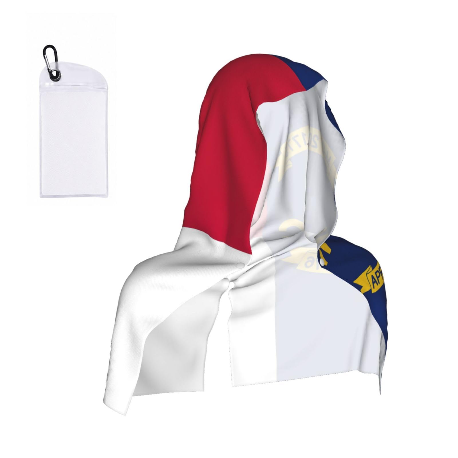 DUWAA North Carolina State Flag Print Reusable Hoodie Cooling Neck Wrap, Hot Weather Outdoor Sports Workout Head Towel For Stay Chill