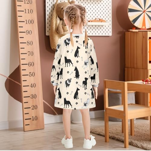Girls Dresses Toddler Girl Clothes Dog Bone Pattern Winter Casual Long Sleeve for Kids 2-8 Years3