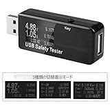 USB電流電圧テスター チェッカー 5V-30V/0-5.1A 急速充電QC2.0/QC3.0/MTK-PE/iphone2.4Aなど対応 積算機能・VA同時表示 電池残量測定ストレート型 ブラック