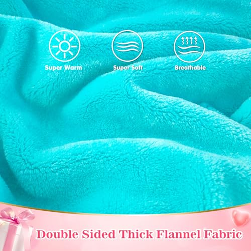 Image of Waitu Wearable Blanket Sweatshirt for Women and Men, Super Warm and Cozy Giant Blanket Hoodie, Thick Flannel Blanket with Sleeves and Giant Pocket - Cyan