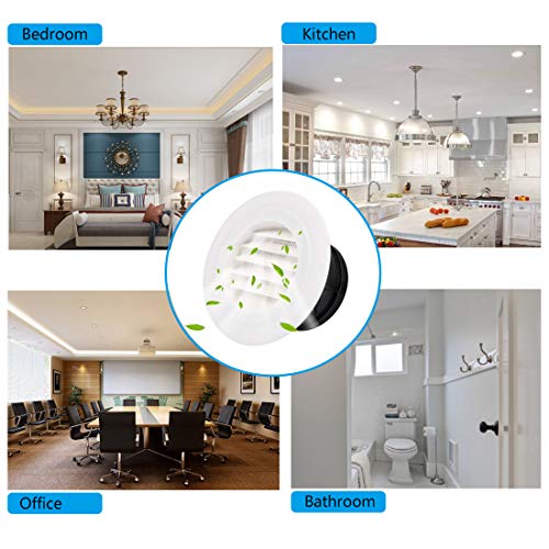 Image of SDTC Tech 6 Inch Round Air Vent ABS Louver Grille Cover with Built-in Screen Mesh Detachable Soffit Air Exhaust Vent for Bathroom Kitchen Bedroom Office