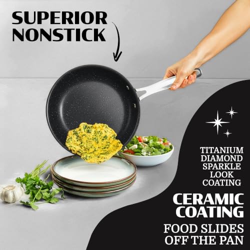 GRANITESTONE Ceraluxe 20 Pc Ceramic Cookware Set, Diamond Reinforced - Image 3