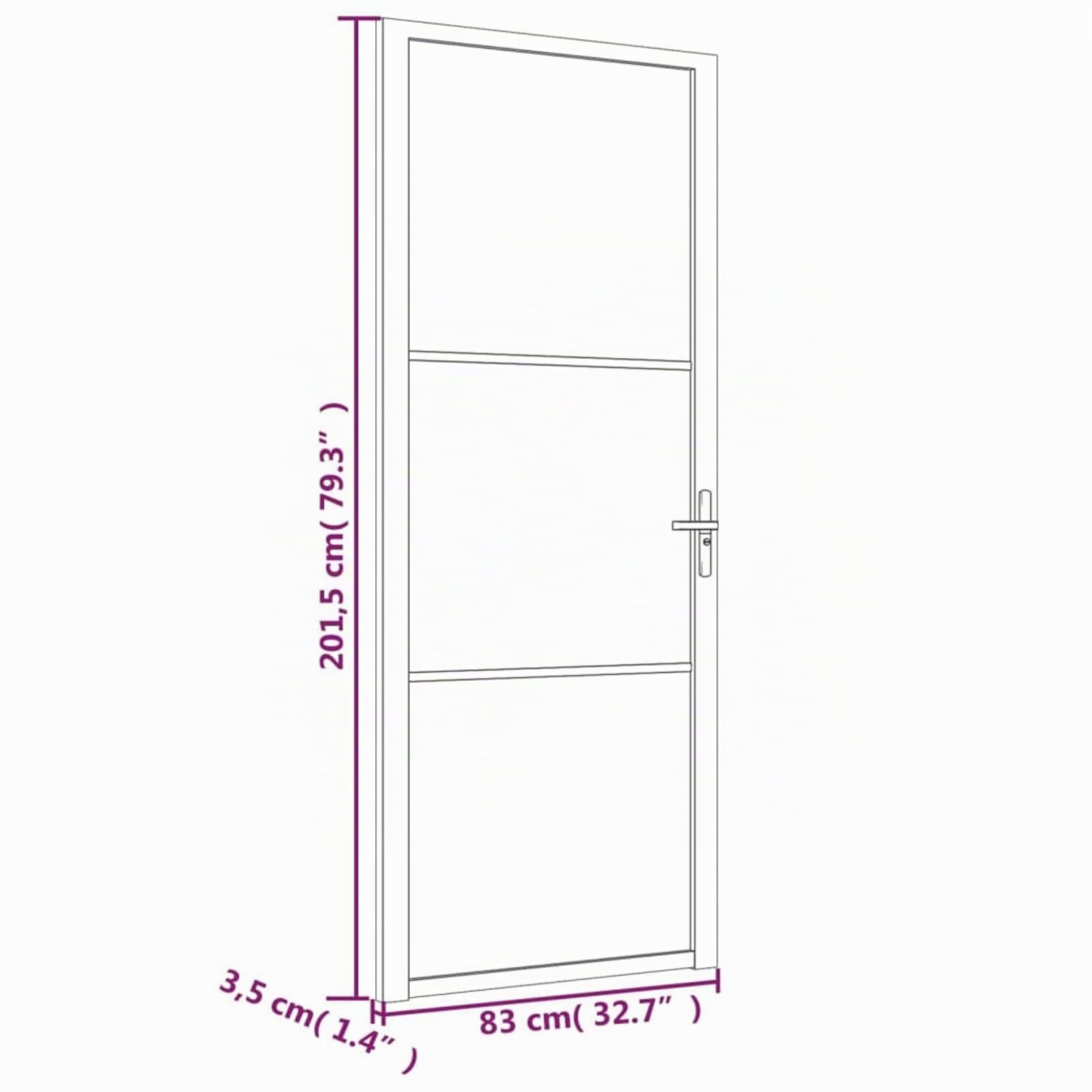 Gecheer Porta Interna, Porta da Interni Battente, Porte Interne, Porta Interna in Vetro, Porta per Bagno Cucina Studio, 83x201,5 cm Nero Opaco Vetro e Alluminio