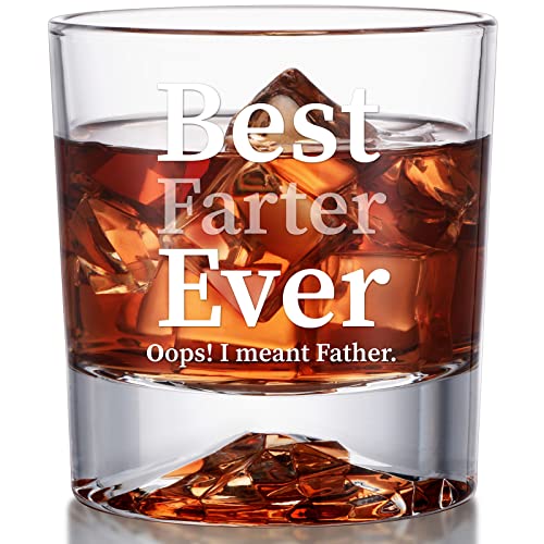 Gifts for Dad from Daughter Son Kids, Best Father Ever Whiskey Glass, Funny Christmas Birthday Gag Gifts Ideas for Men Papa, Cool Bourbon Scotch Whiskey Gifts for Husband Father