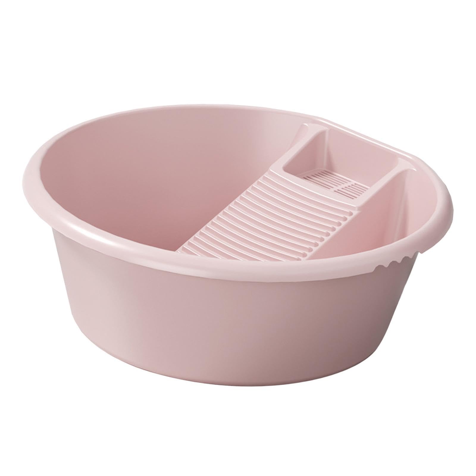 QLECXZI Easy-To Laundry Basin With Built-In Washboard Made For Everyday Cleaning Tasks Making Laundry Process More Efficient And Convenient. Pp Basin, Pink, 18.50x18.89x7.48 inch