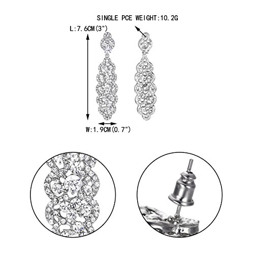EVER FAITH Women's Crystal Elegant Wedding Hollow Floral Cluster Dangle Earrings 5