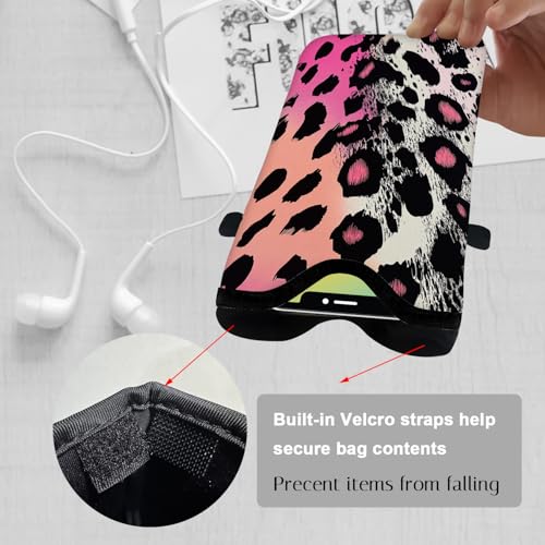 Image of Neoprene Cell Phone Sleeve Pouch Case Bag with Crossbody Strap Neck Lanyard for Women 7.1 X 3.9 in Pink Black