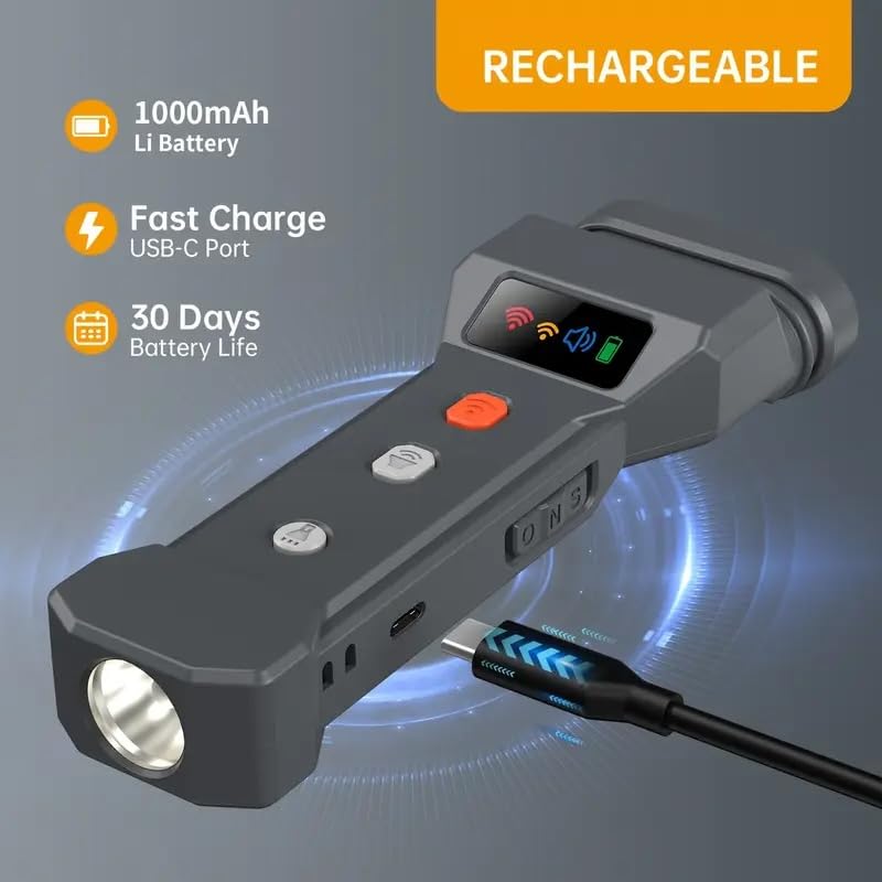 Power Dog - Repelente Ultrasónico para Perros, Dispositivo Portátil para Entrenamiento y Seguridad, 3 Transmisores Ultrasónicos con Linterna LED Super Brillante Recargable USB