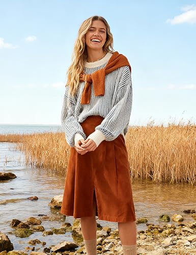 Image of Beyond Chenille Sweater for Women 2026 Winter Crew Neck Pullover Sweater Color Block Knit Tops