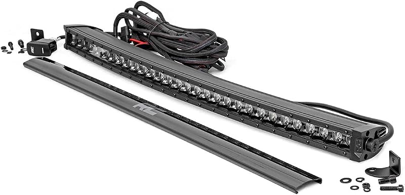 Rough Country 30" Curved LED Light Bar - Black Series with Cool White DRL, 150W, Spot Beam