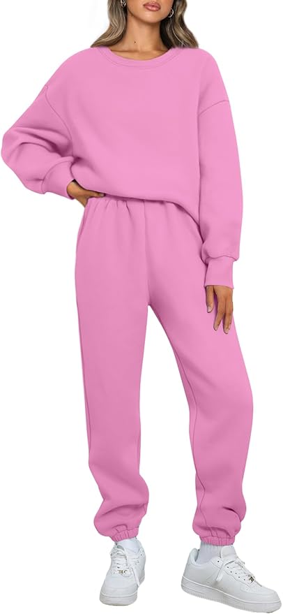 AUTOMET Womens 2 Piece Outfits Sweatsuit Oversized Sweatshirt Lounge Sets Baggy Sweatpants Fall Fashion with Pockets