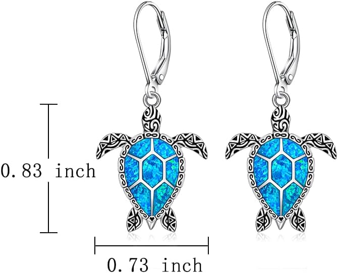 Turtle Earrings for Women Sterling Silver Blue Opal Sea Turtle Gifts for women Hawaiian Ocean Jewelry Turtles Lovers Birthday Valentines Day Gifts - Image 6
