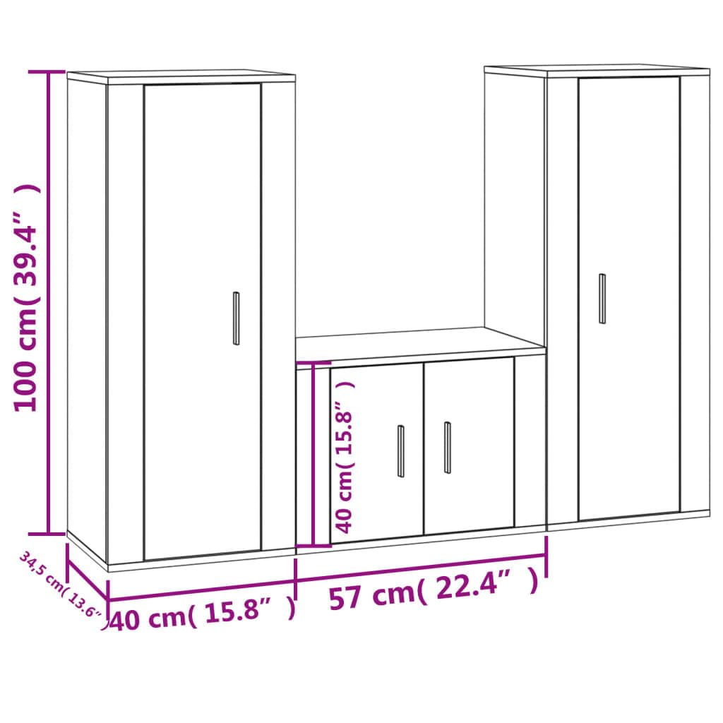 TV-Hängeschränke 3 STK. TV-Ständer Wandmontage TV-Board Fernsehschrank TV-Einheit TV-Möbel für Wohnzimmer oder Schlafzimmer Medienschrank Trendigen und Praktischen Design Hochglanz-Weiß