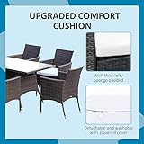 Outsunny Rattan Garden Furniture Dining Set 6-seater Patio Rectangular Table Cube Chairs Outdoor Fire Retardant Sponge Brown - Image 6