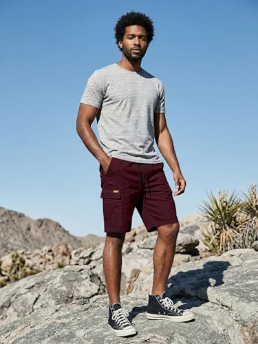 Image of JMIERR Mens Casual Cotton Twill Cargo Shorts Drawstring Classic Chino Stretch Short with 6 Pockets