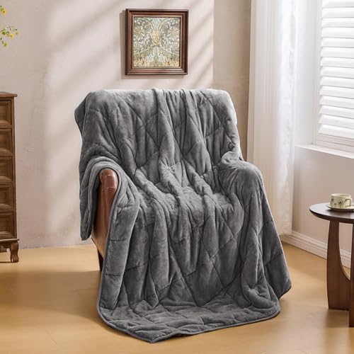 Super Fuzzy Soft Sherpa Fleece Weighted Blanket, 15 lbs Dual Sided Fluffy Heavy Weighted Blankets for Adults - No Bunching with Double Layers of Soft Inner Lining (60"x 80", 15 Pounds)