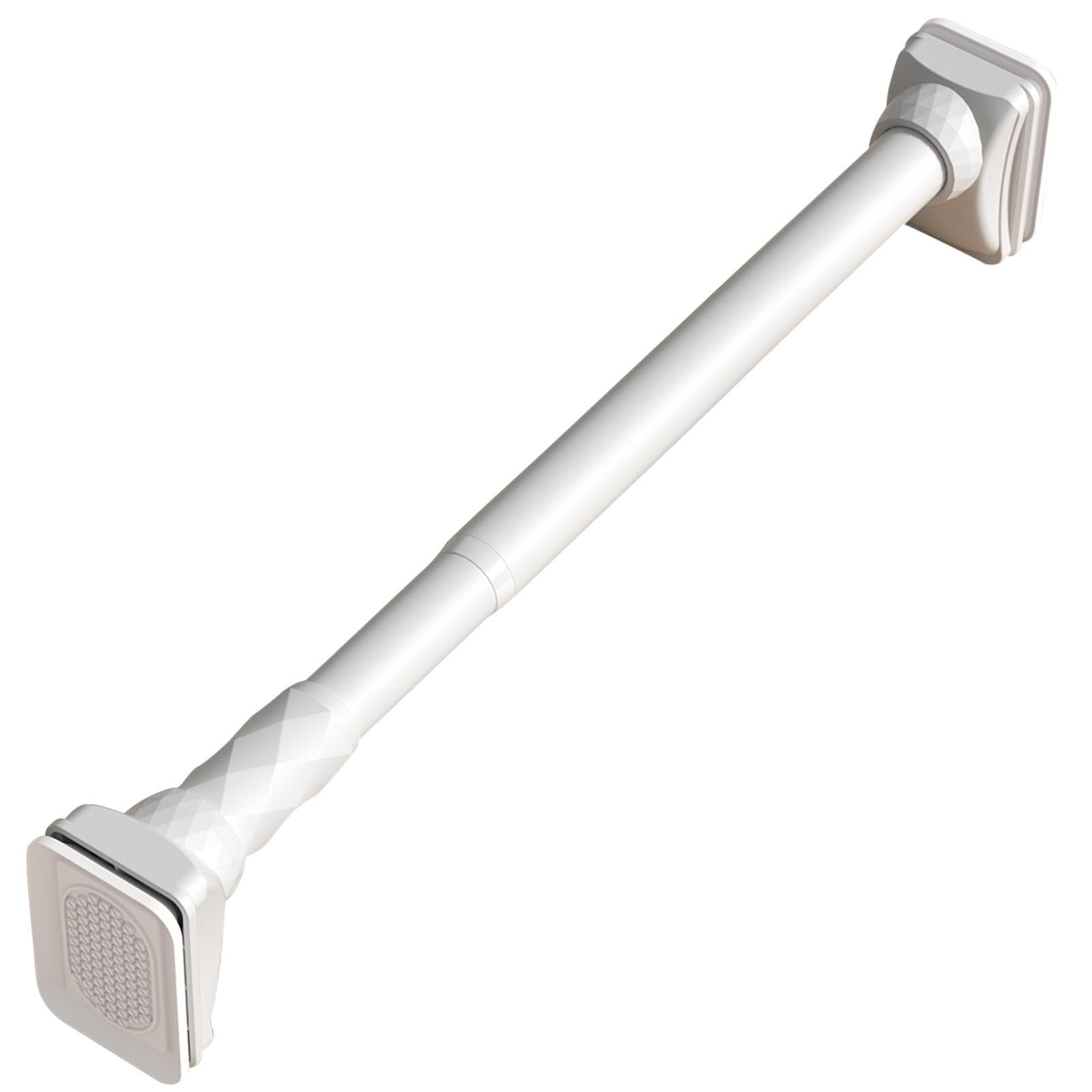 GLDYTVF No Drill Adjustable Tension Curtain Rod for Bathroom - Heavy Duty Telescopic Pole for Renters Fits 260-350cm (8.5-11.5ft) Easy Installation White