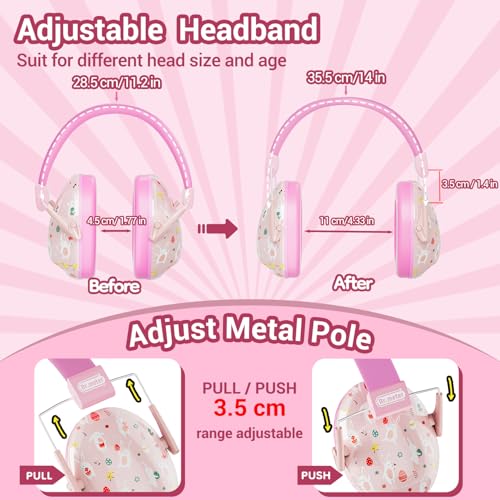 Image of Dr.meter Ear Muffs for Noise Reduction: 27SNR Noise Cancelling Headphones for Kids Adults - Toddler Kids Ear Protection for Monster Truck, Autism Sensory, Mowing, Concerts, Fireworks- Pink