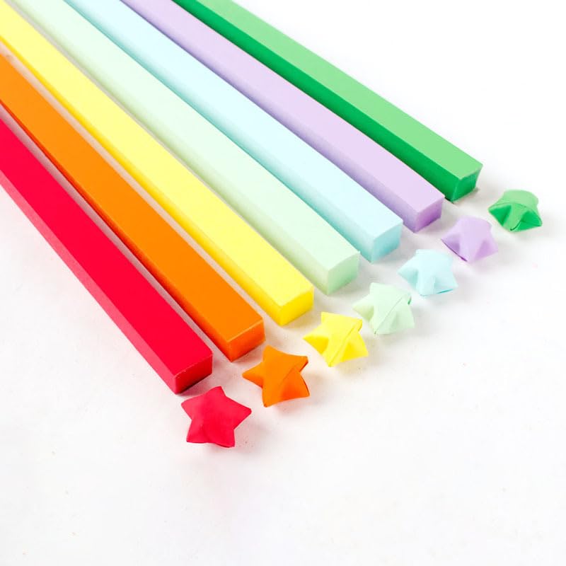 1350 sheets Star Origami Paper Strips, Stars Paper, Lucky Star Decoration, DIY Hand Art Crafts, 7 colors