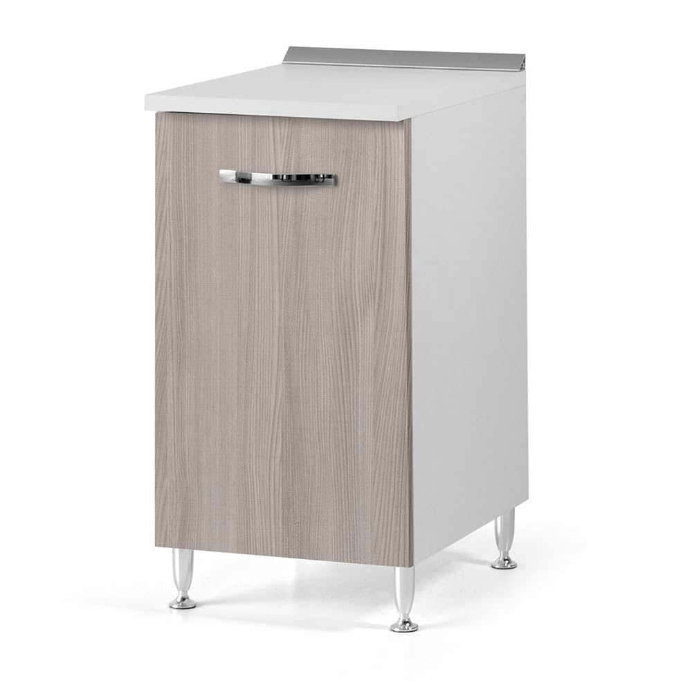 REDÒKASA Base per cucina componibile da 40 cm con anta, realizzata in legno 100% MADE IN ITALY (Bianco con anta Olmo)