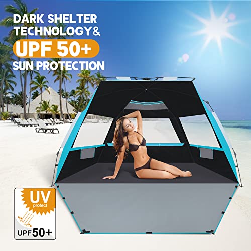 Sebor Beach Tent, Deluxe Xl Pop-Up Beach Tent For 4-6 Person, Upf 50+ With Dark Shelter Technology, Easy Set Up And Portable Beach Tent Sun Shelter #TOP1