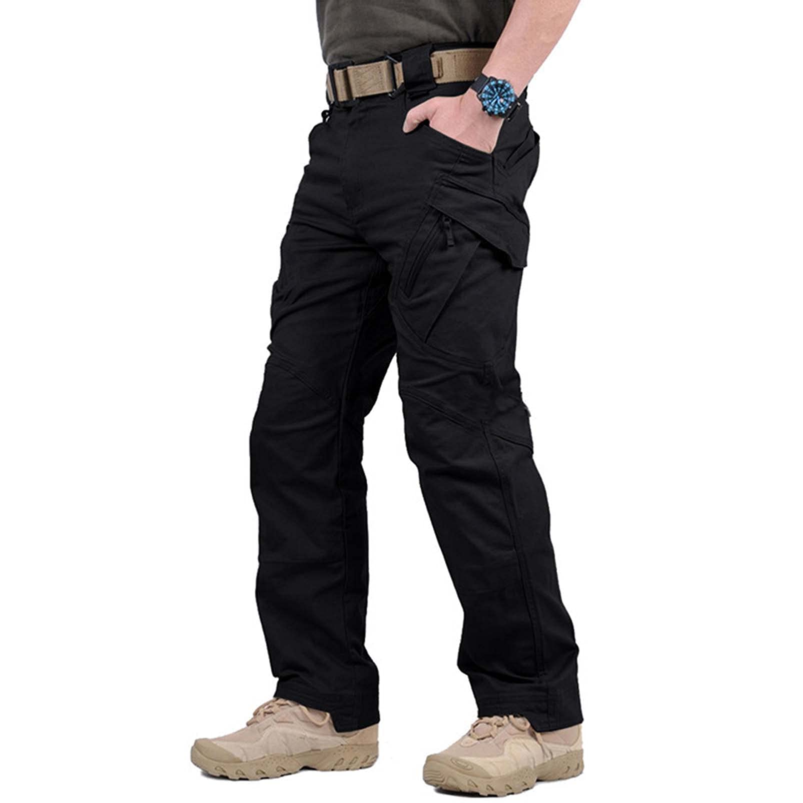 Zhanghy Men's E Tactical Pants With 9 Pockets Rip-Stop Lightweight Work Hiking Pants Medium