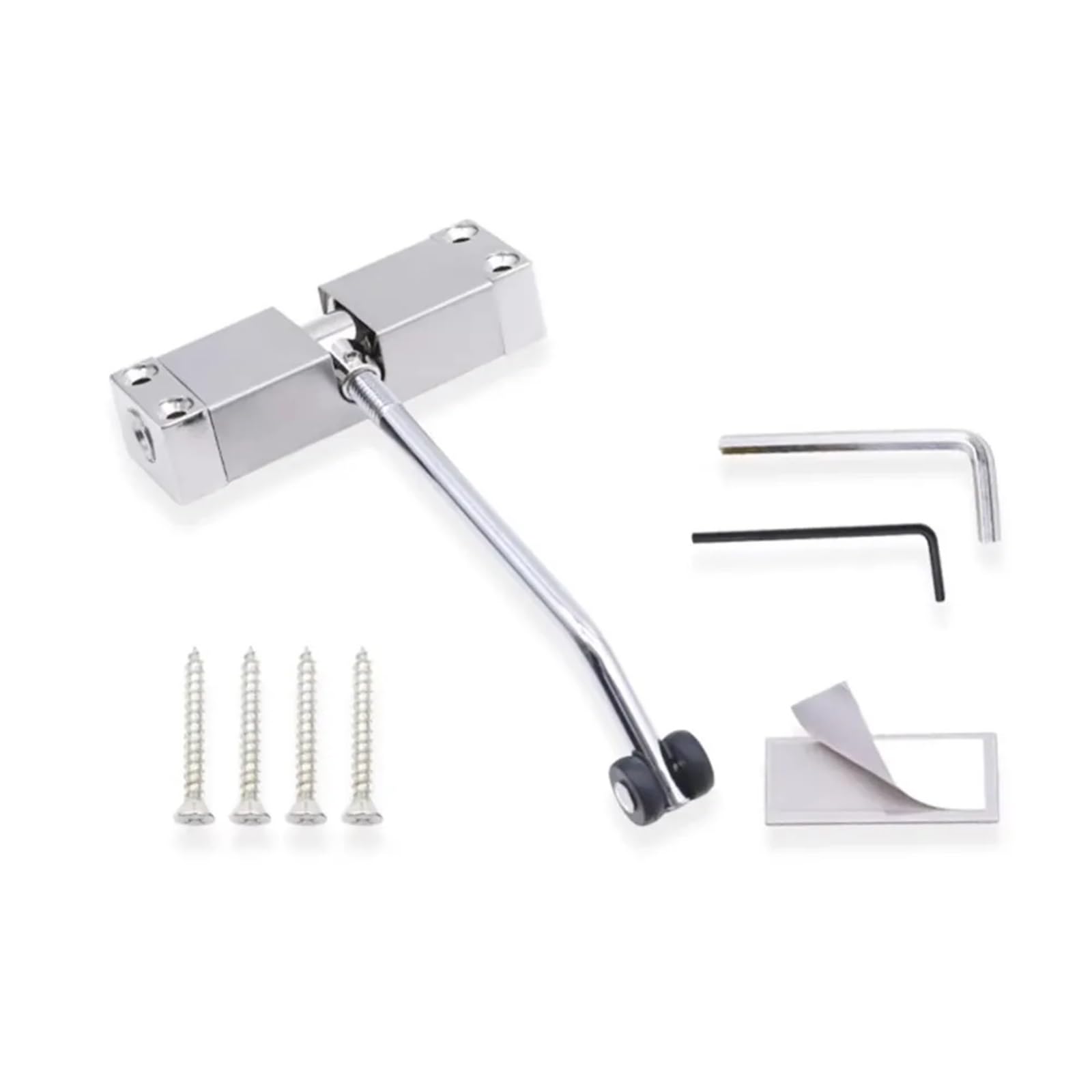 Aluminum Alloy Door Closer Hinge Mounted Self-Closing Spring Door Closer(Silver)