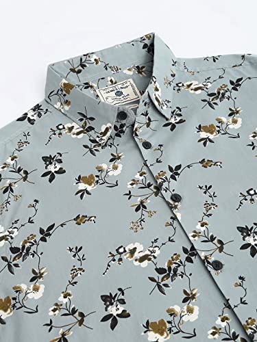 Image of Dennis Lingo Men's Floral Dusty Slim Fit Cotton Casual Shirt with Spread Collar & Full Sleeves