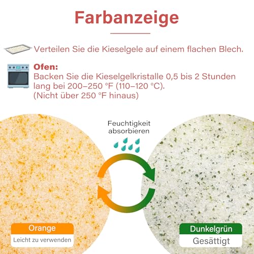 LotFancy Silica Gel zum Blumen Trocknen 2.5 LBS (1,13KG), Silicagel mit Indikator, Wiederwendbares Trockenmittel, Feine Kristalle  1 mm für Blumen