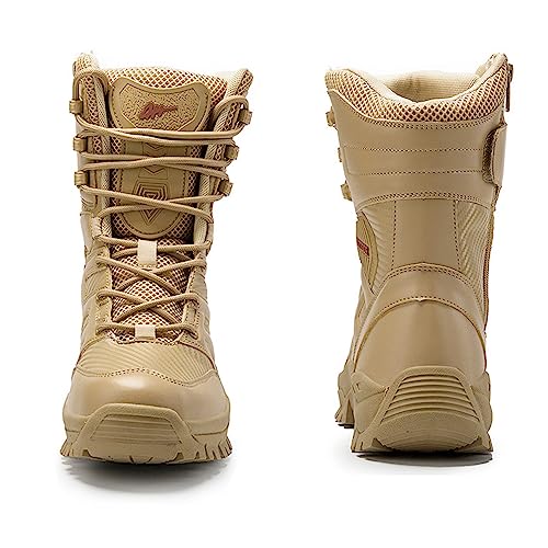 Image of Renyqatt Men's 8 Inch Sand Combat Boots - Military & Tactical - Size 6.5