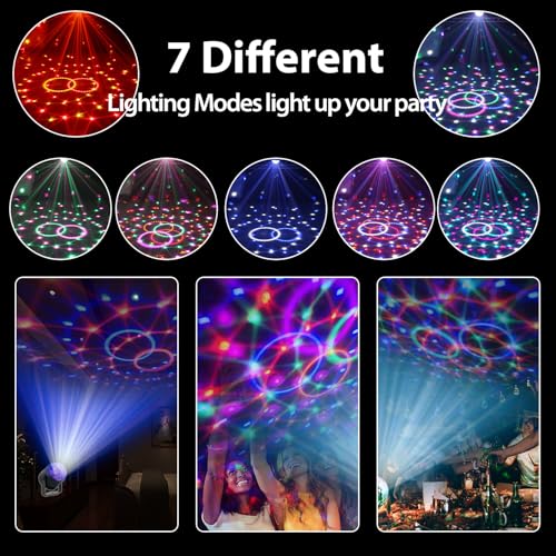 Image of NEQUARE Disco Ball DJ Party Lights Sound Activated Remote Control Strobe Lamp 7 Modes Stage Light for New Years 2026 Room Dance Parties Karaoke Halloween Christmas Birthday Decorations 5.58Ft