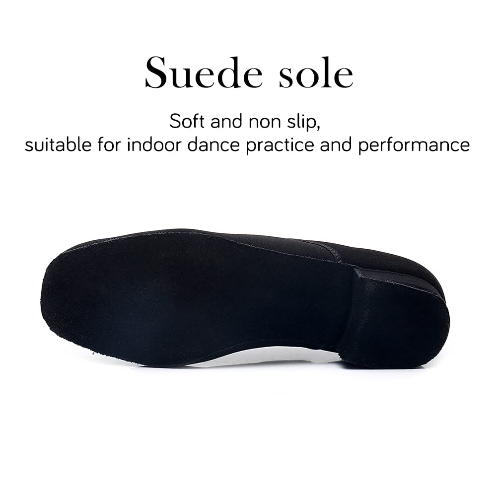 HIPPOSEUS Men's Ballroom Dance Shoes Black Latin Tango Morden Rumba Social Dance Shoes Suede Sole,9.5 D(M) US