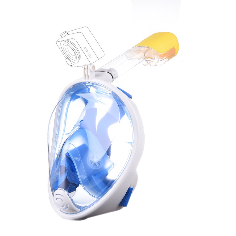 JAJA TECH Snorkeling Mask, Full Face 180° View Anti-fog Anti-leakage Compatible with Gopro Slot Action Camera 1Pack L/XL
