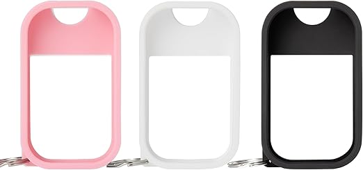 Touchland Hand Sanitizer Mist Case TRIO SET (White, Pink, Black), Protective and Stylish Hand Sanitizer Spray Accessories, Silicone Cases with Keyring (Set of 3)
