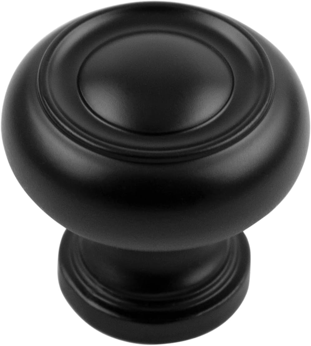 Hickory Hardware P3151-MB Cottage Collection Knob 1-1/4 Inch Diameter Matte Black Finish