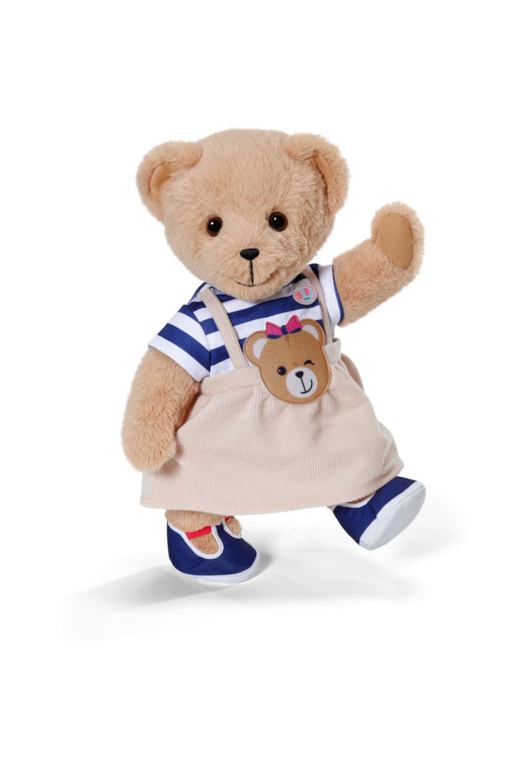 BABY born Teddy Sukienka w paski z aplikacją misia i dopasowanymi butami - dla lalek 43 cm - 3 lata