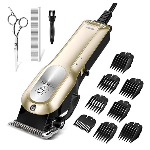 OMORC Dog Grooming Kit, Professional High Power Dog Clippers for Thick Heavy Coats Low Noise Heavy Duty Dog Grooming Clippers Pet Clippers Trimmer with 8 Comb Guides Scissors Small & Large Dog Cat Pet