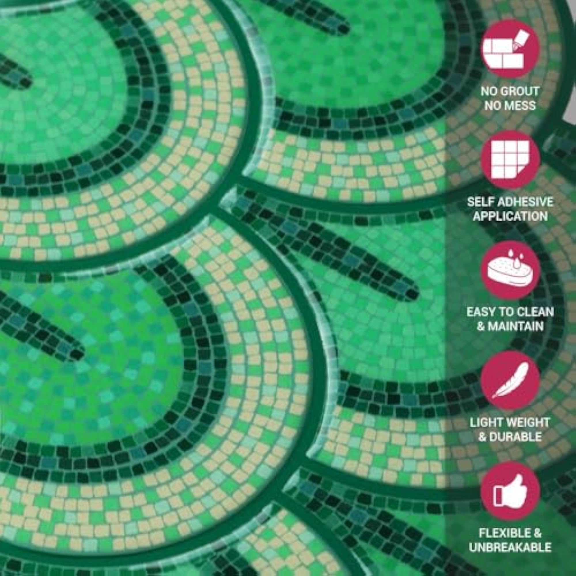3D Green Fish Scale Shell Peel & Stick Tiles, Easy DIY Adhesive Backsplash