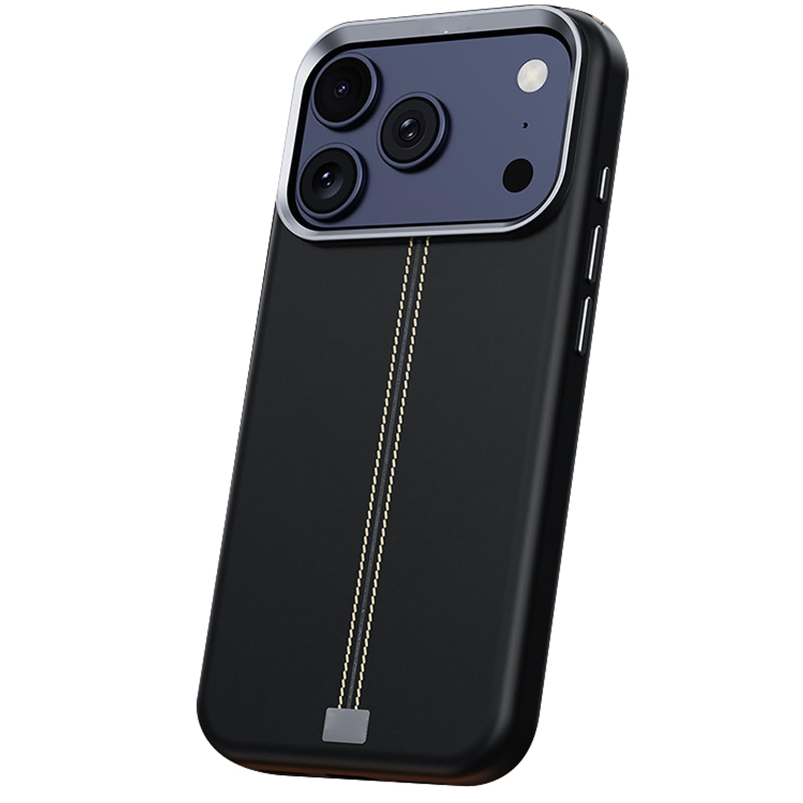 Magnetisch Hülle Für iPhone 17 Pro Max/17 Pro/Air/17, Mattes Veganes Leder Kabelloses Laden Handyhüllen Stilvolle rutschfeste Schutzhülle,Schwarz,17 Pro