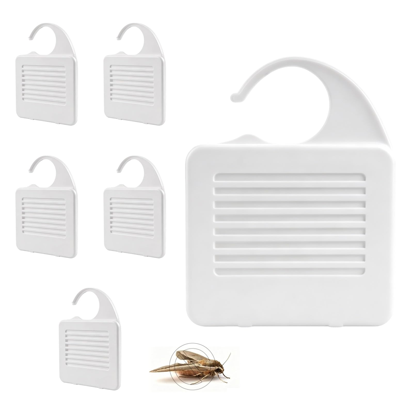 Hanging Moth Repellent for Wardrobes & Drawers, Kills Moths, Larvae & Eggs, No Scent & Non-Staining, 6-Month Protection, No Scent, Safe for All Fabrics (6 Pack)