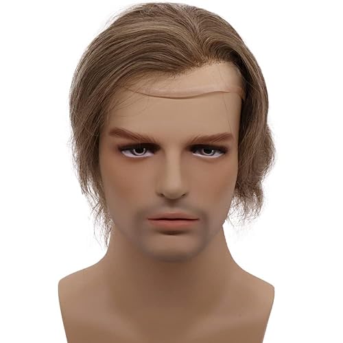 Miniatura 9 de Lishy Toupee - Piezas de pelo para hombre 100 sistema de reemplazo de cabello humano virgen europeo 10 x 8 pulgadas encaje mono con poliuretano