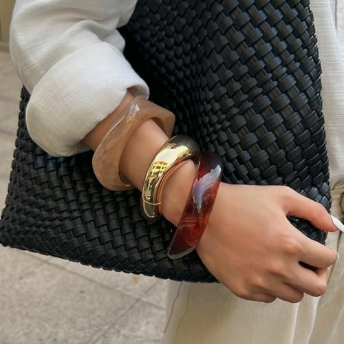 Ingemark Chunky Acrylic Bangles Bracelets for Women Gold Wide Cuff Minimalist Jewelry Statement Colorful Resin Bangles for Party2