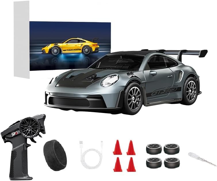 NULA 1:43 RC Auto Drift Car 20KM/H mit Gyro, 2.4GHz 4WD Vollproportionales Sportwage-Rennfahrzeug, Einstellbare Geschwindigkeit & LED-Beleuchtung für Jugendliche & Erwachsene – D43-01/02