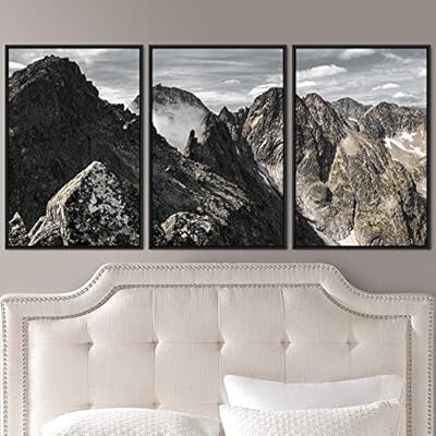 signwin 3 Piece Framed Canvas Wall Art Mountain...