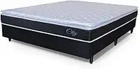 Cama Box Casal King Colchão Com Molas Ensacadas City Pillow Top 193x203x61cm Preto/Branco