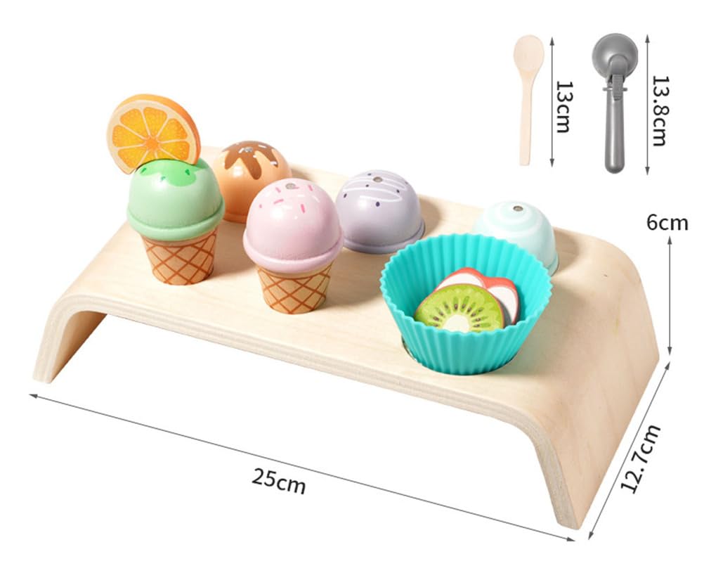 Set da Gioco con bancone per Gelati in Legno, Gioco di Ruolo Negozio di Dolci
