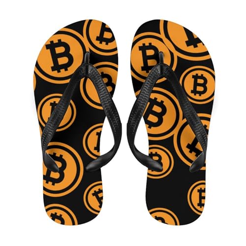 Bitcoin Logo Slim Flip Flops for Women Men Casual Non-Slip Sandals Beach Flip Flop Shower Slippers