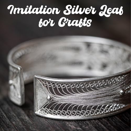 100 Blatt Blattsilber Imitation,8.5 × 8cm Metallfolie Silber Blatt zum Basteln,Silberfolie Flocken,Silber Blattmetall,Silberfolie Blätter für DIY Kreation,Handwerk Nagel,Vergoldung,Malen Kunstprojekt